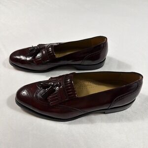 Johnston Murphy Loafers Mens 10.5 M Burgundy Leather Kiltie Tassel Shoes Wingtip